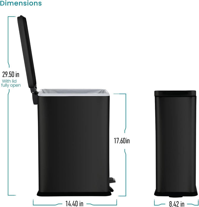 4.4 Gallon Slim Trash Can - 16.7 Liter