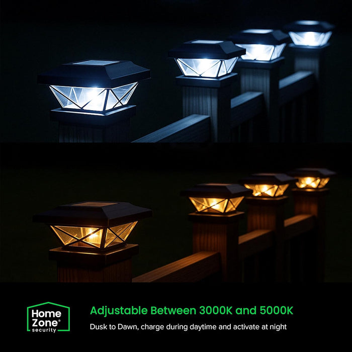 LED Adjustable Crown Style Solar Powered Post Cap Light - 4-Pack