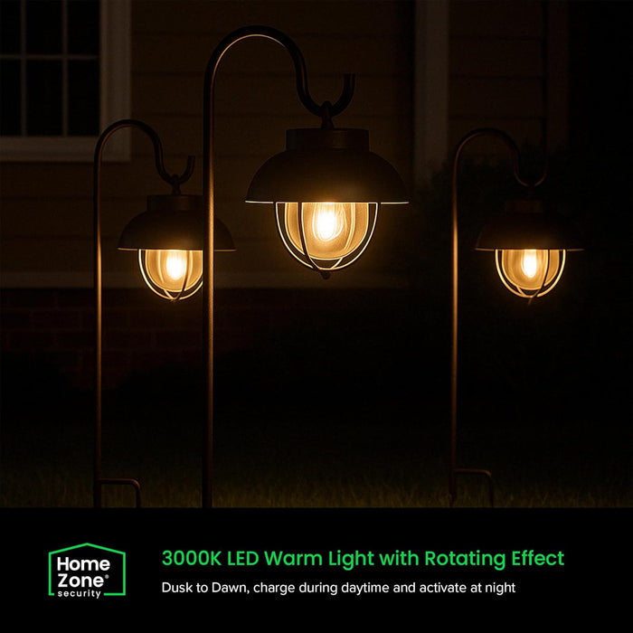 Farmhouse Style Solar Powered Metal Garden Hanging Lantern - 2-Pack