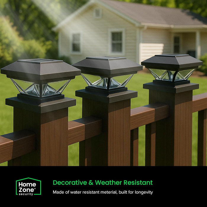 LED Adjustable Crown Style Solar Powered Post Cap Light - 4-Pack