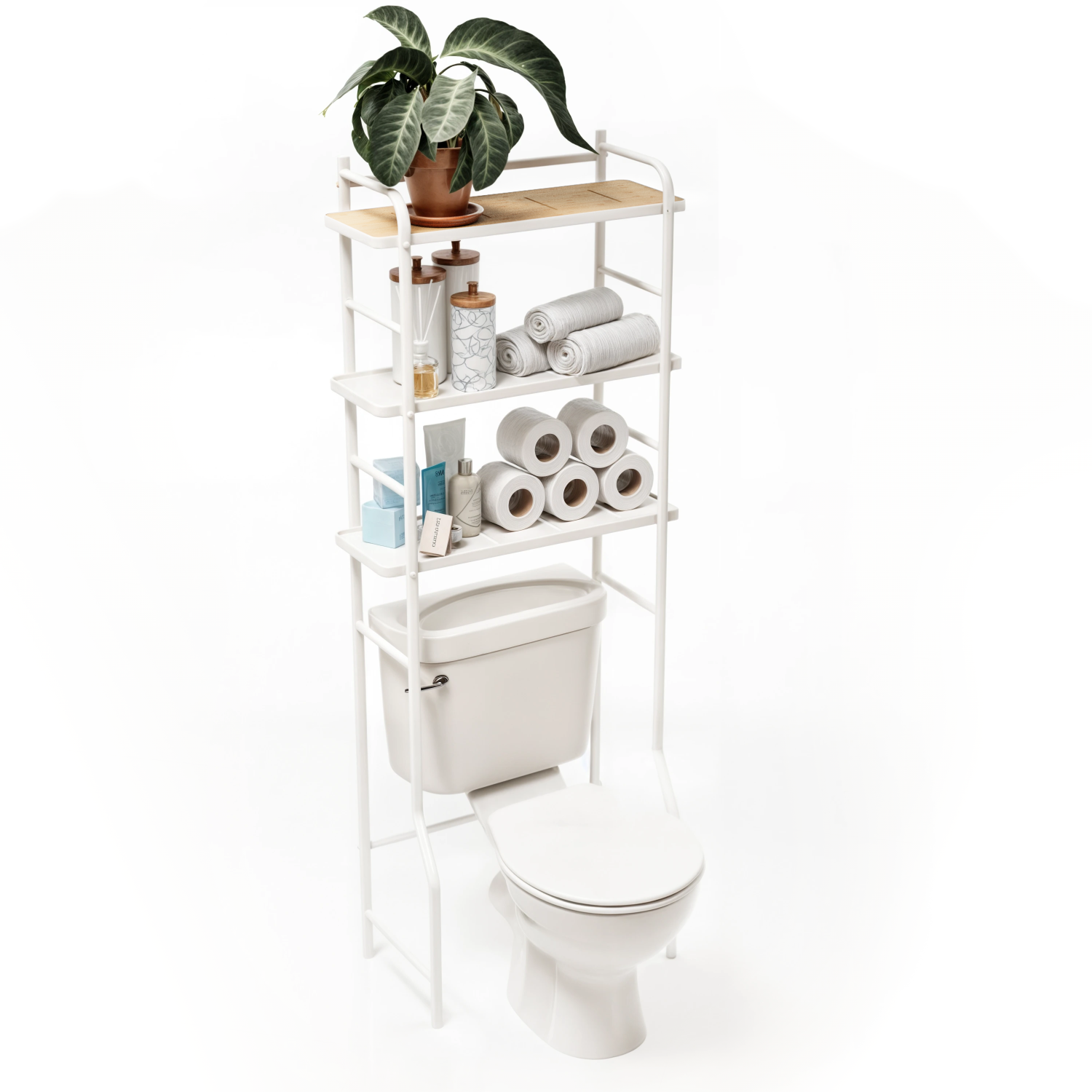 thumbnail image 2 of Segawe Over The Toilet Storage Rack – 3-Tier Bathroom Shelf Organizer, Rustic Brown/Black 2 of 6