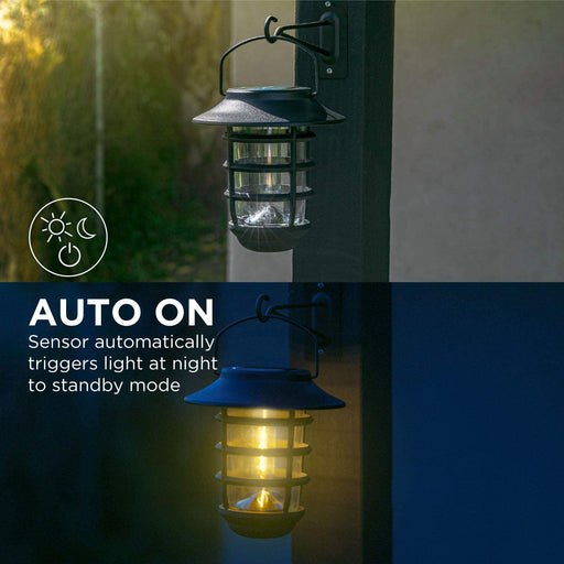 Solar Wall Lanterns: Warm LED Lights 2-Pack - Home Zone Living