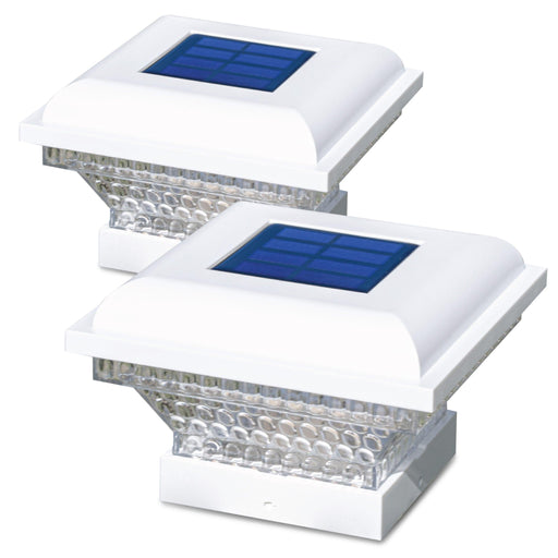 Outdoor Solar Post Cap Lights White, 2-Pack - Home Zone Living