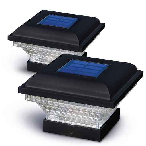 Outdoor Solar Post Cap Lights Black, 2-Pack - Home Zone Living