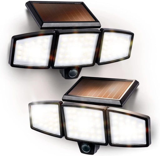 Solar Triple Head Flood Lights, 2-Pack - Home Zone Living