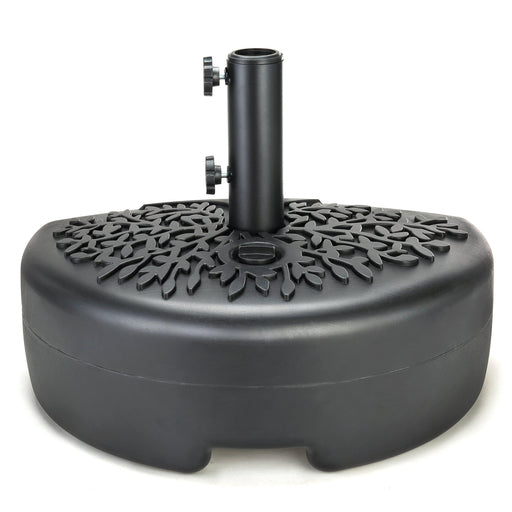 40lb Half-Round Fillable Patio Umbrella Base Stand, 18in, Fills w/ Water or Sand (Black) - Home Zone Living