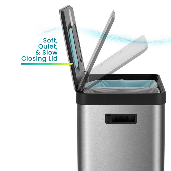 18.5 Gallon Dual Trash Can with CLEANAURA, 70 Liter Total Capacity - Home Zone Living