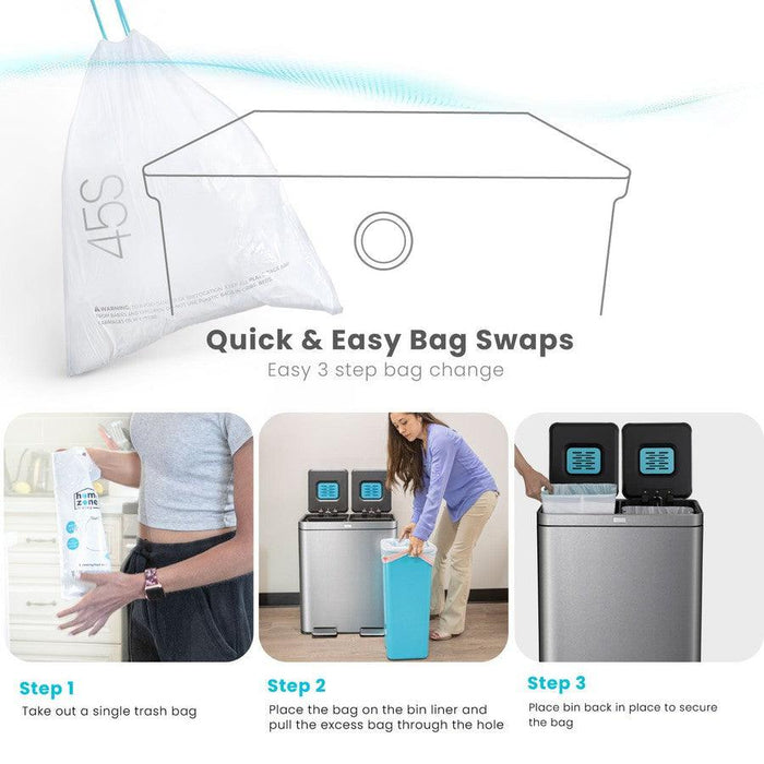 16 Gallon Dual Compartment Trash Can with CleanAura, 60 Liter Total Capacity - Home Zone Living