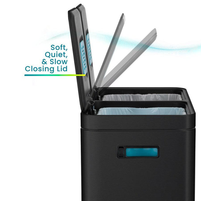 16 Gallon Dual Compartment Trash Can with CleanAura, 60 Liter Total Capacity - Home Zone Living