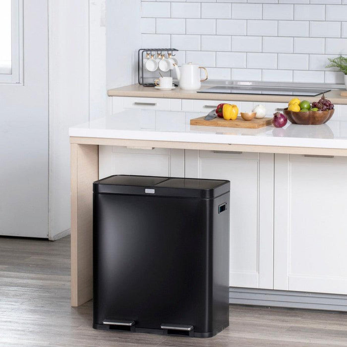 16 Gallon Dual Compartment Trash Can with CleanAura, 60 Liter Total Capacity - Home Zone Living