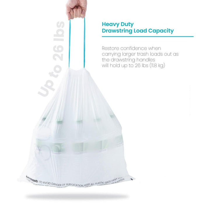 8 Gallon Kitchen Trash Bags with Drawstring Handles, Heavy Duty Custom Fit Design for 30 Liter Dual Recycling Liners, Code 30R, 60 Count - Home Zone Living