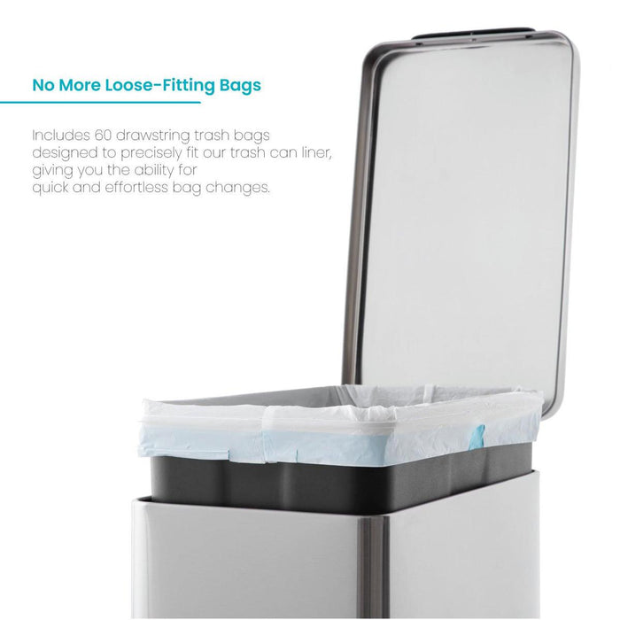 12 Gallon Kitchen Trash Bags with Drawstring Handles, Heavy Duty Custom Fit Design for Standard 45 to 50 Liter Kitchen Trash Cans, Code 45S, 60 Count - Home Zone Living