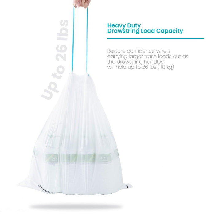12 Gallon Kitchen Trash Bags with Drawstring Handles, Heavy Duty Custom Fit Design for Standard 45 to 50 Liter Kitchen Trash Cans, Code 45S, 60 Count - Home Zone Living