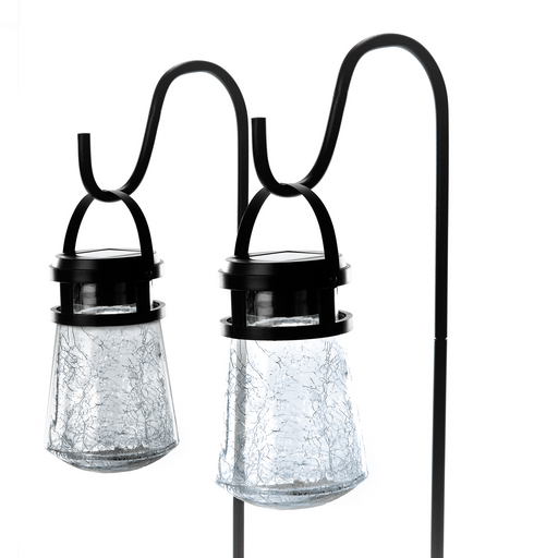 Solar Crackle Glass Lights: Warm LED 2-Pack - Home Zone Living