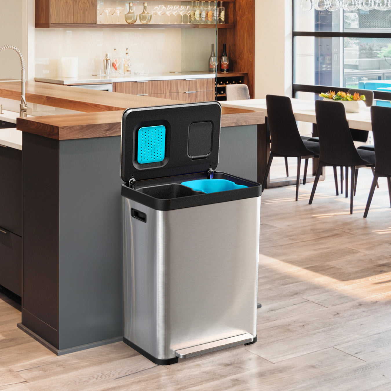 Dual Compartment Trash Cans - Home Zone Living