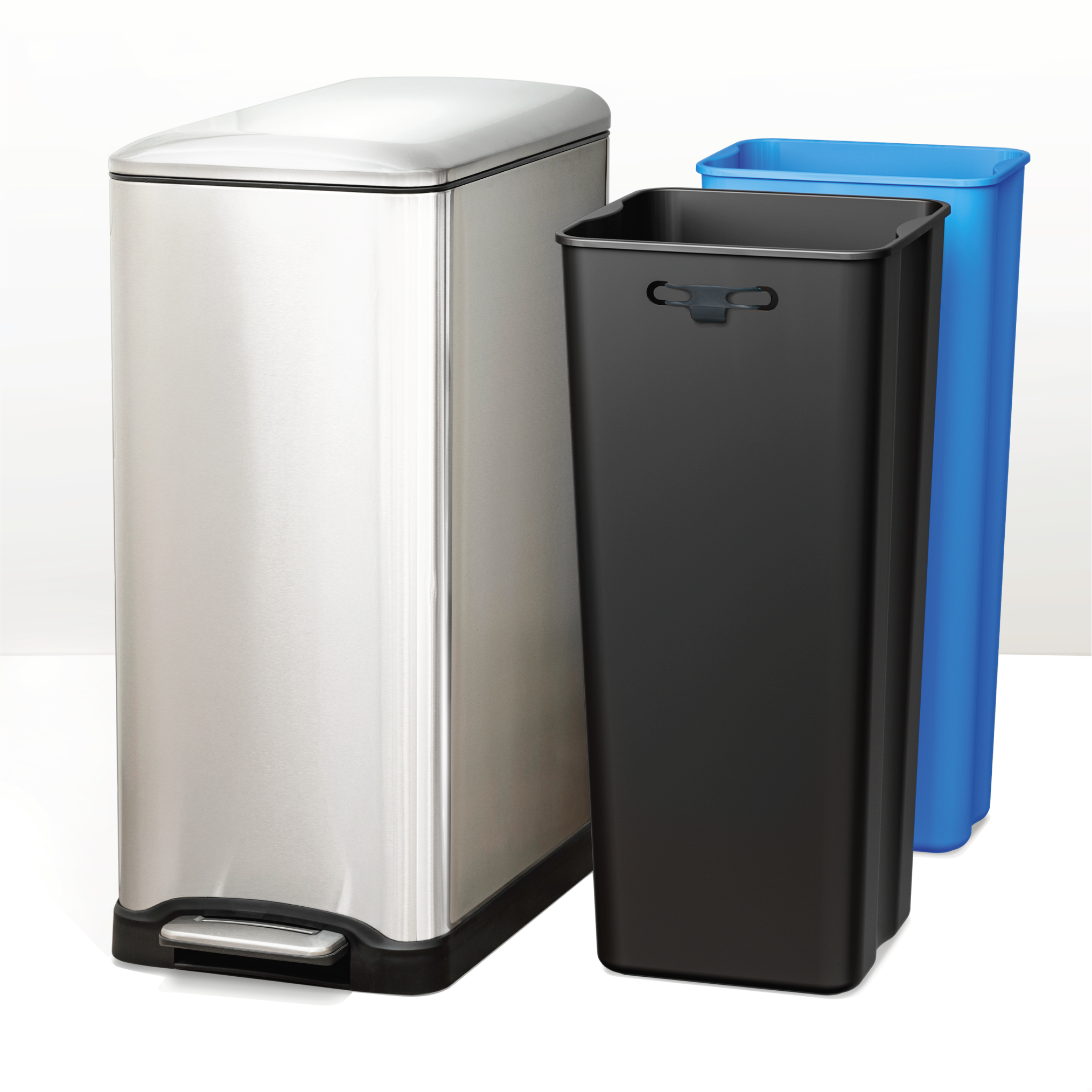 13 Gallon Slim Trash Can with Dual Compartments - 50 Liters Total