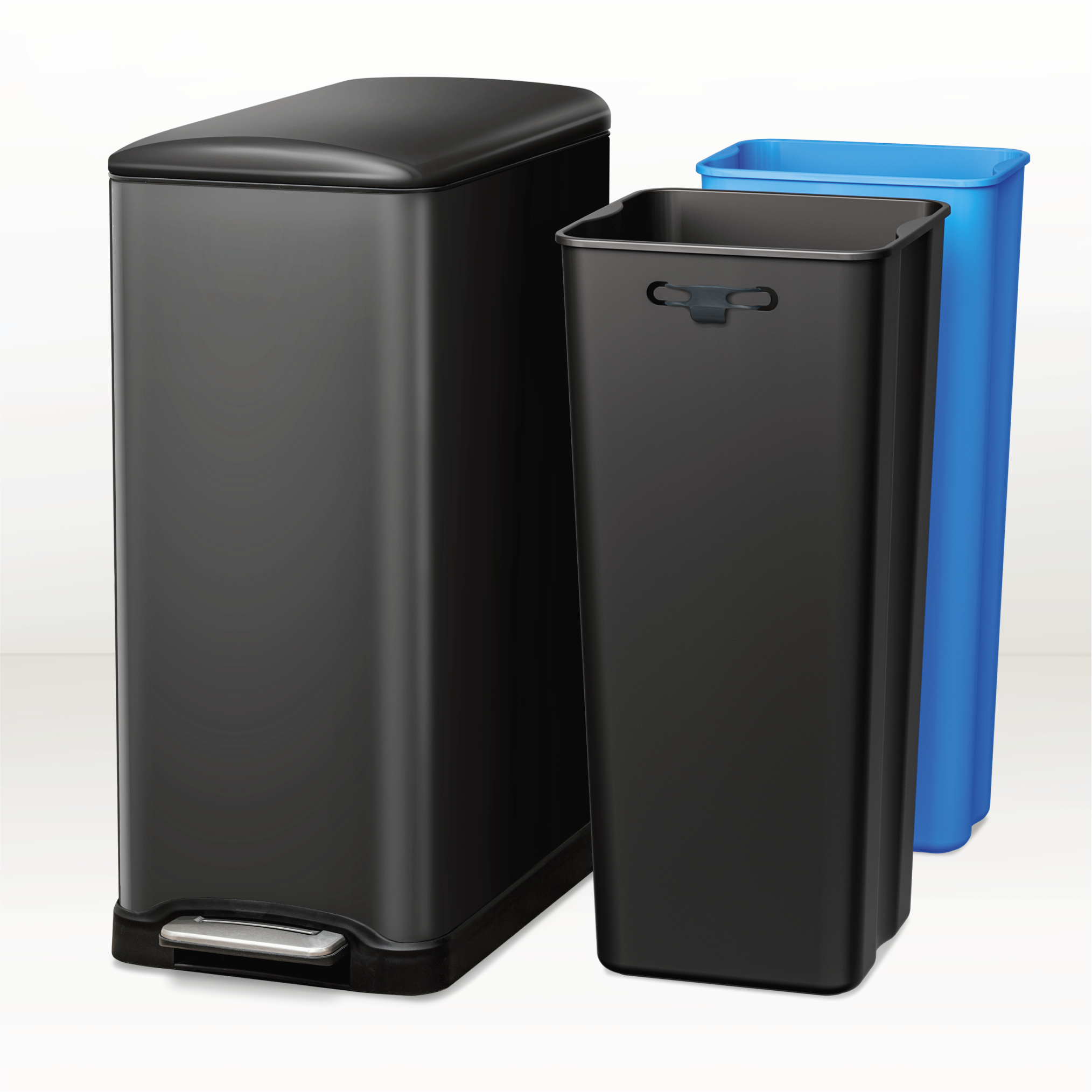 13 Gallon Slim Trash Can with Dual Compartments - 50 Liters Total