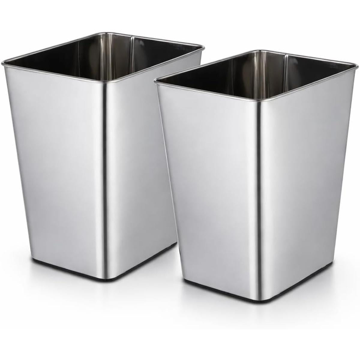 3 Gallon Stainless Steel Open Top Wastebasket - 2PK