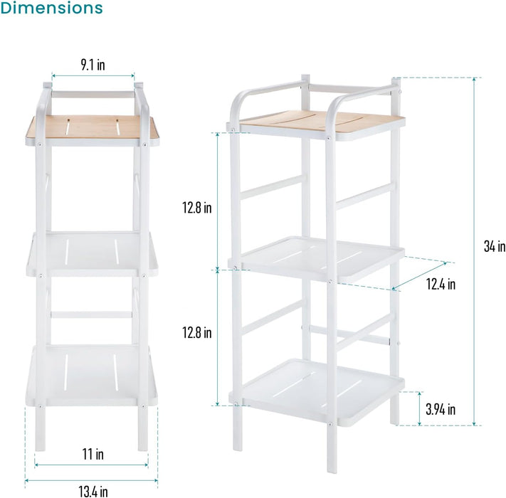 3 Tiers Storage Racks and Shelving, Bamboo Accent with Steel Frame