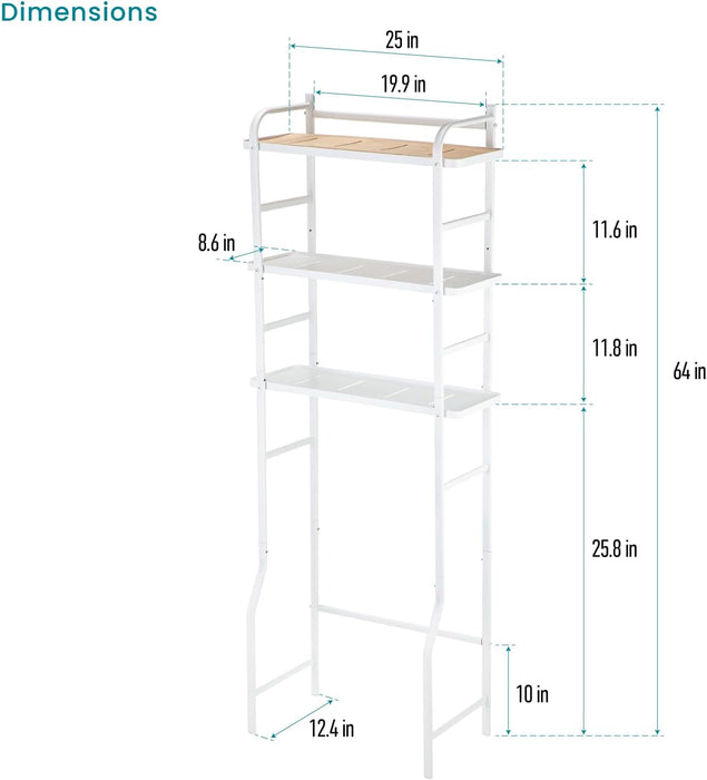 3 Tiers Over The Toilet Tall Storage Racks and Shelving