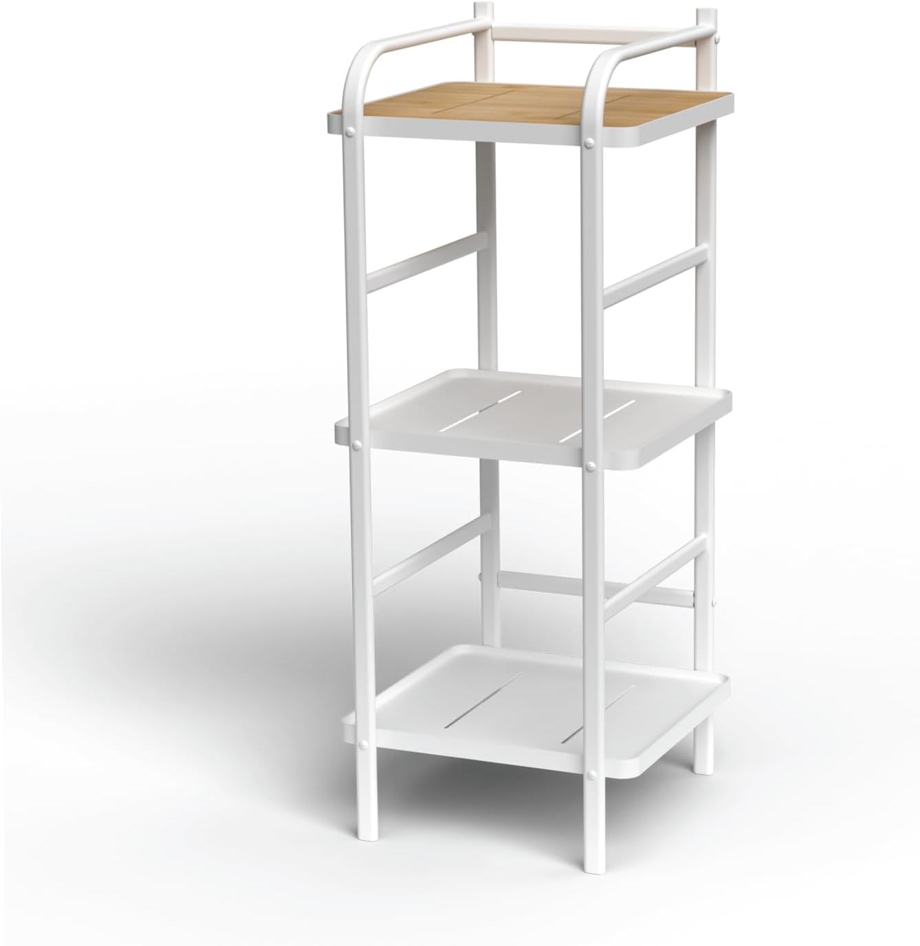 3 Tiers Storage Racks and Shelving, Bamboo Accent with Steel Frame