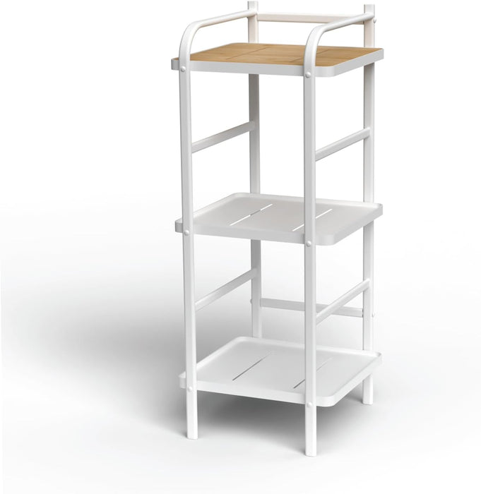 3 Tiers Storage Racks and Shelving, Bamboo Accent with Steel Frame