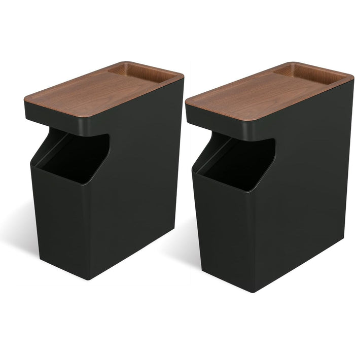 Virtuoso Collection - 1.7 Gallon Small Rectangular Trash Can with Wood Grain Cover - Serene Green, 2-Pack