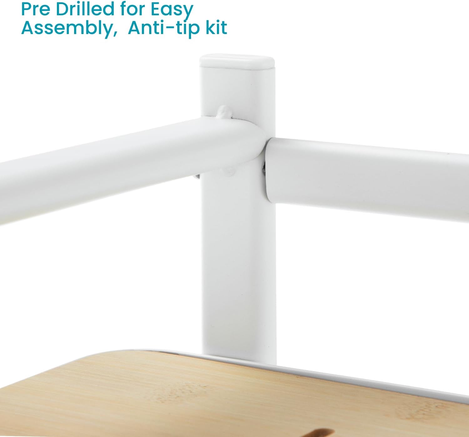 5 Tiers Storage Racks and Shelving, Tall and Slim Bamboo Accent with Steel Frame