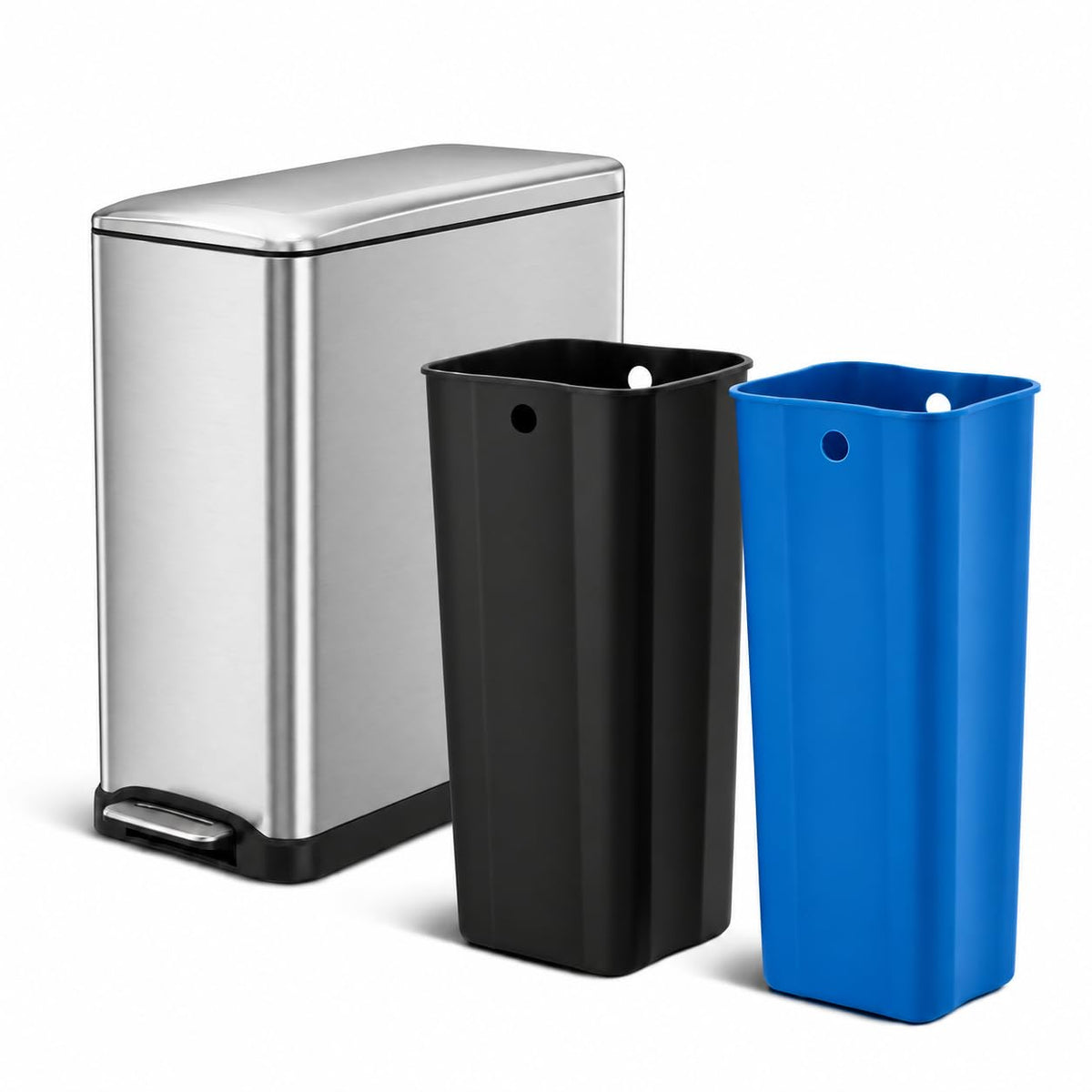 13 Gallon Slim Trash Can with Dual Compartments - 50 Liters Total