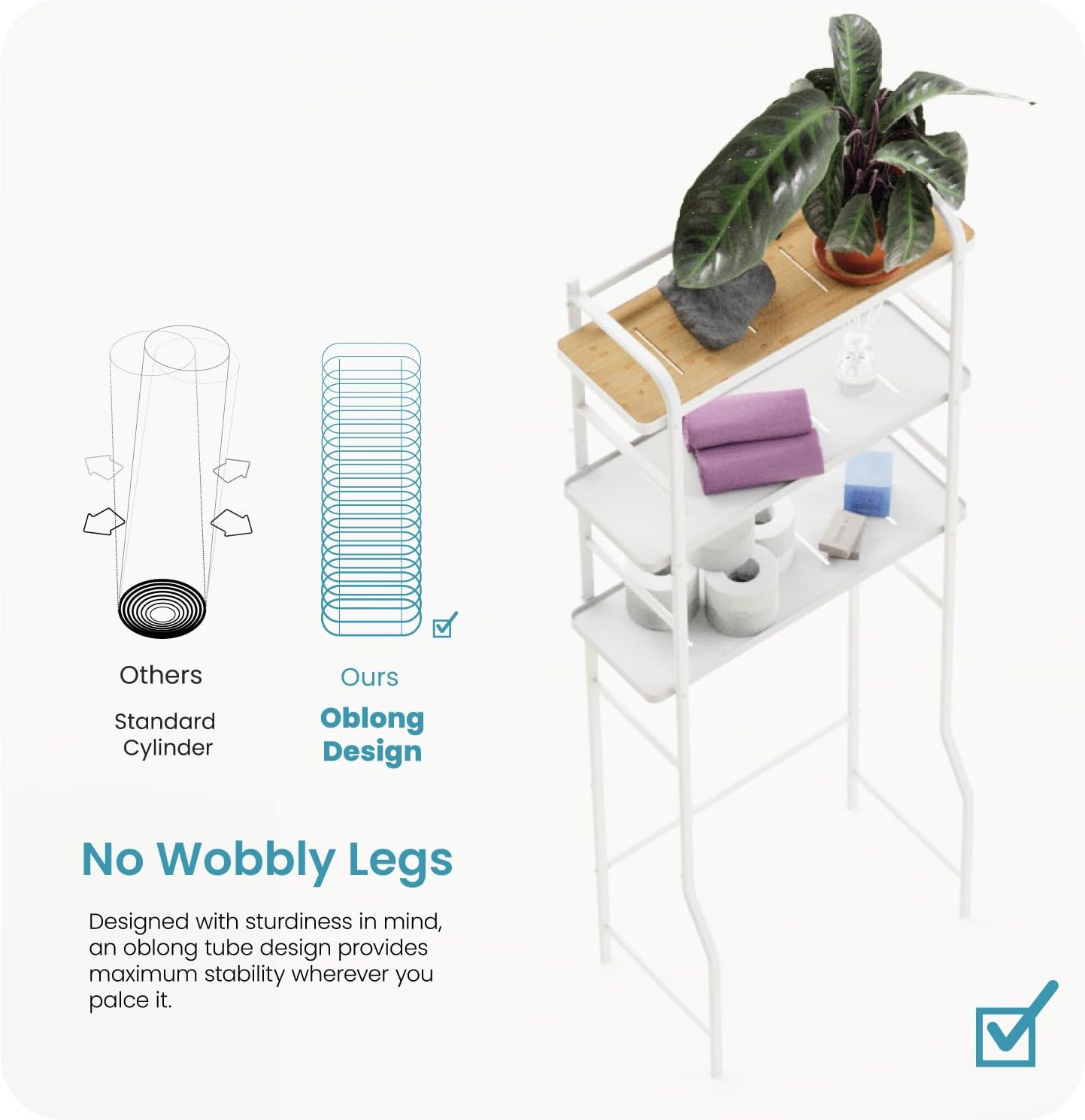 3 Tiers Over The Toilet Tall Storage Racks and Shelving