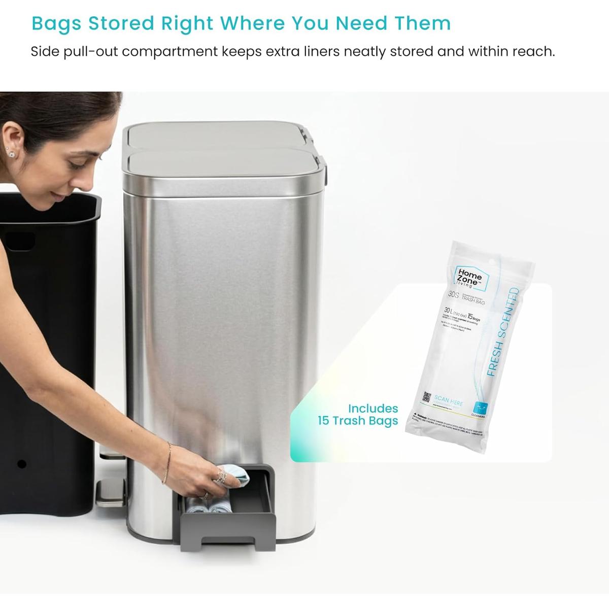 13 Gallon Dual Compartment Step Trash Can