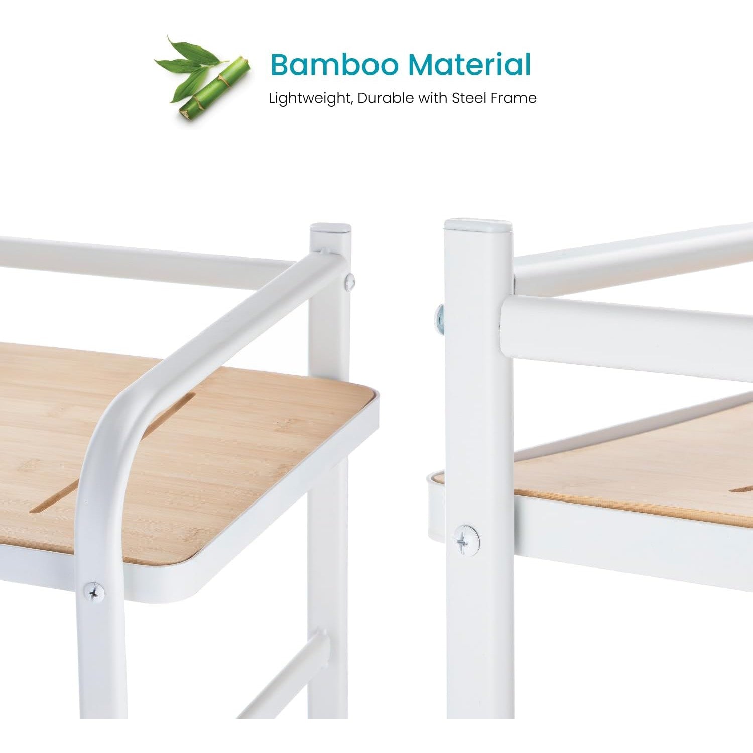 5 Tiers Storage Racks and Shelving, Tall and Slim Bamboo Accent with Steel Frame