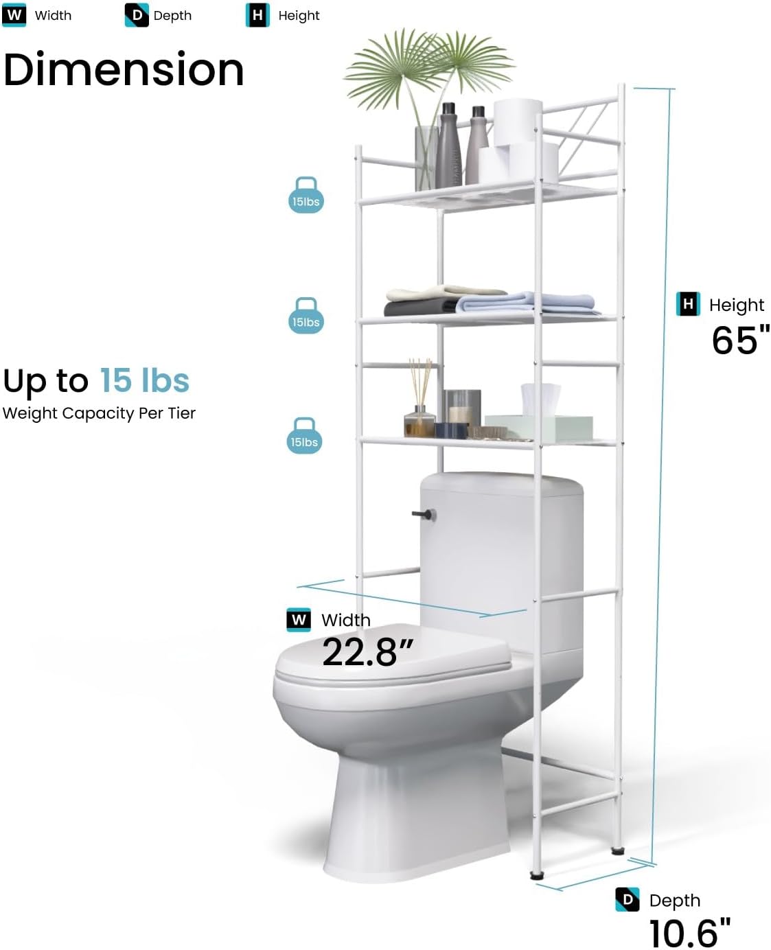 3 Tiers Over The Toilet Tall Storage Organizer