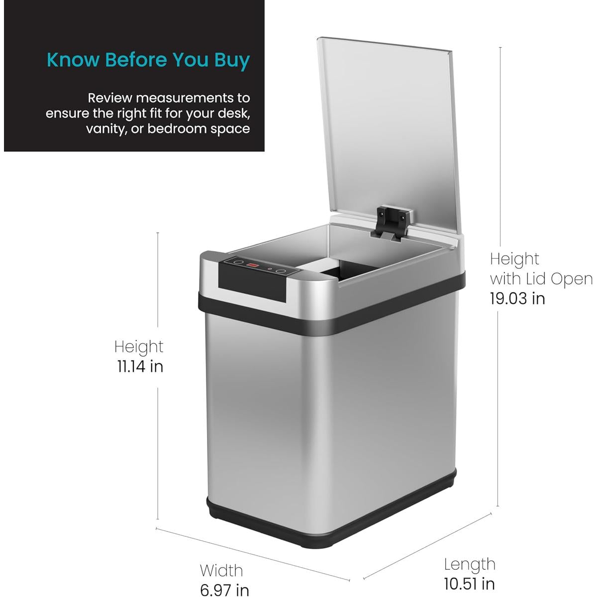 2 Gallon Small and Slim Motion Sensor Trash Can with Touch Control Lid