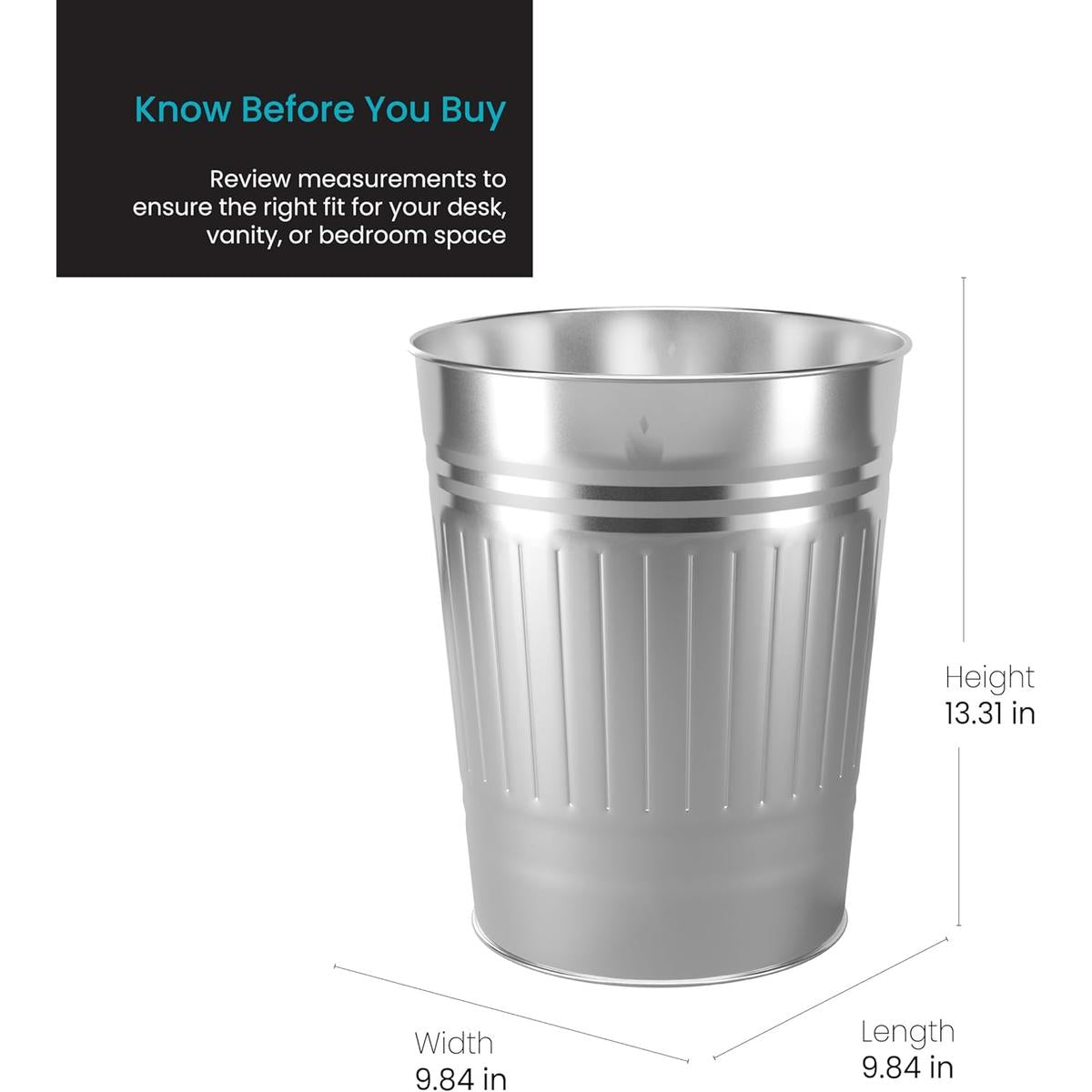 3 Gallon Stainless Steel Open Top Wastebasket - 2PK