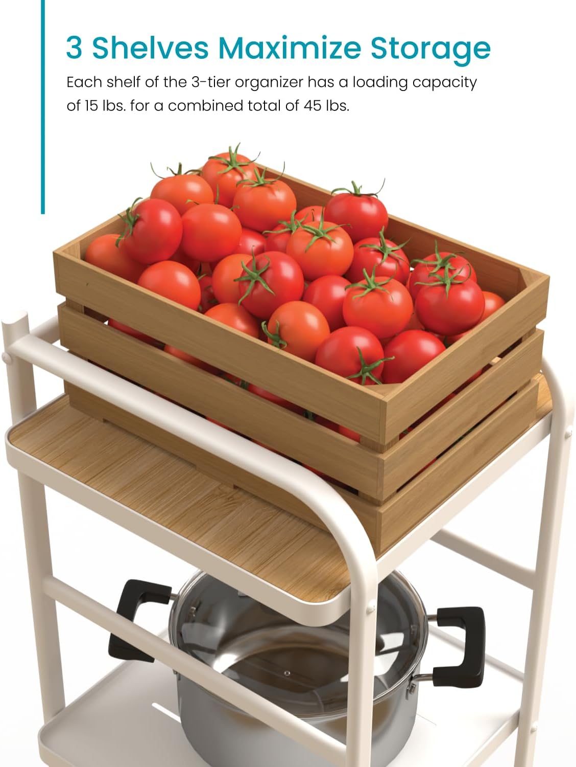 3 Tiers Storage Racks and Shelving, Bamboo Accent with Steel Frame