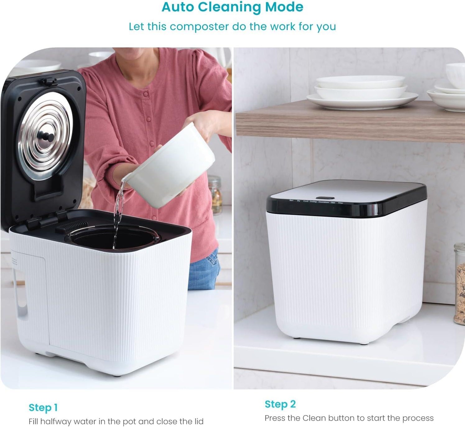 Electric Composter for Kitchen with Auto-Cleaning Cycle, Large Capacit ...