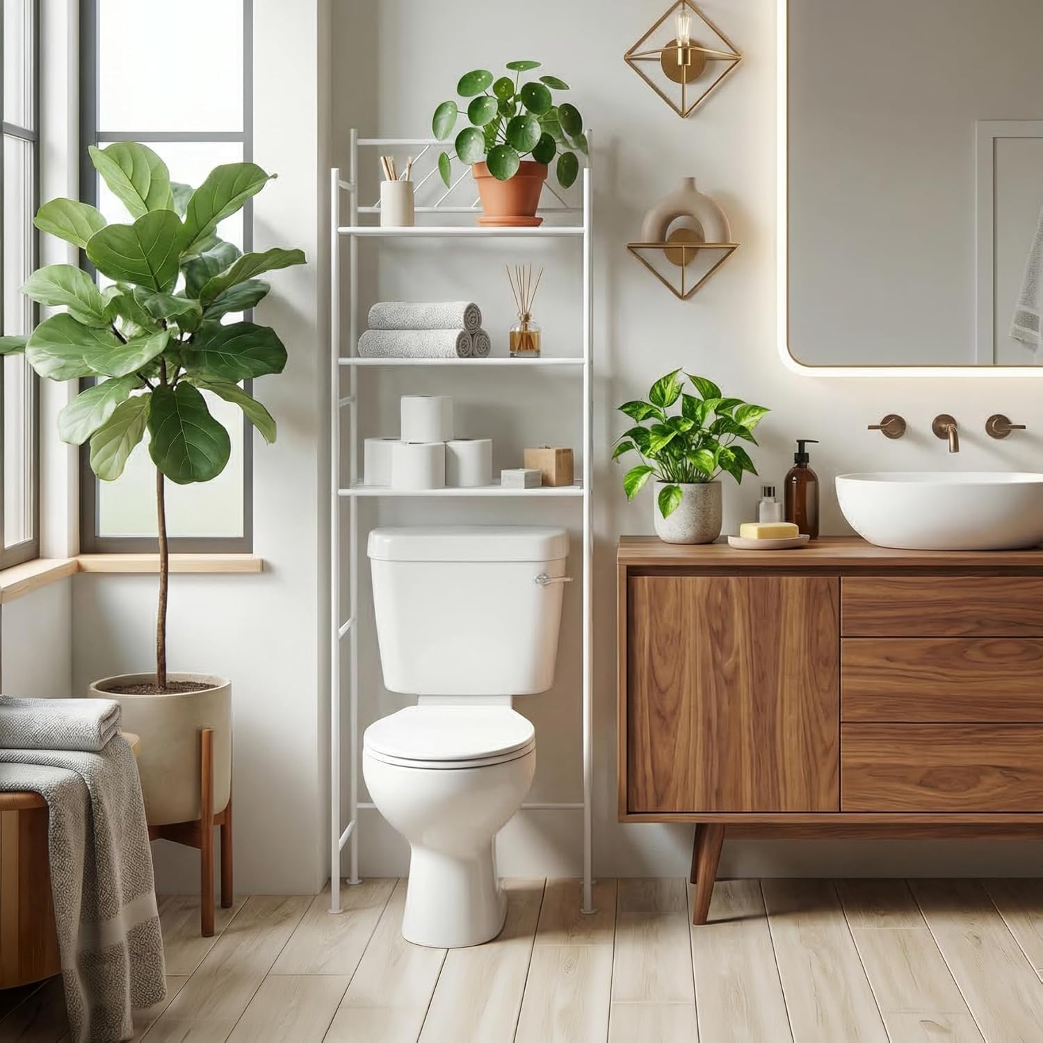 3 Tiers Over The Toilet Tall Storage Organizer