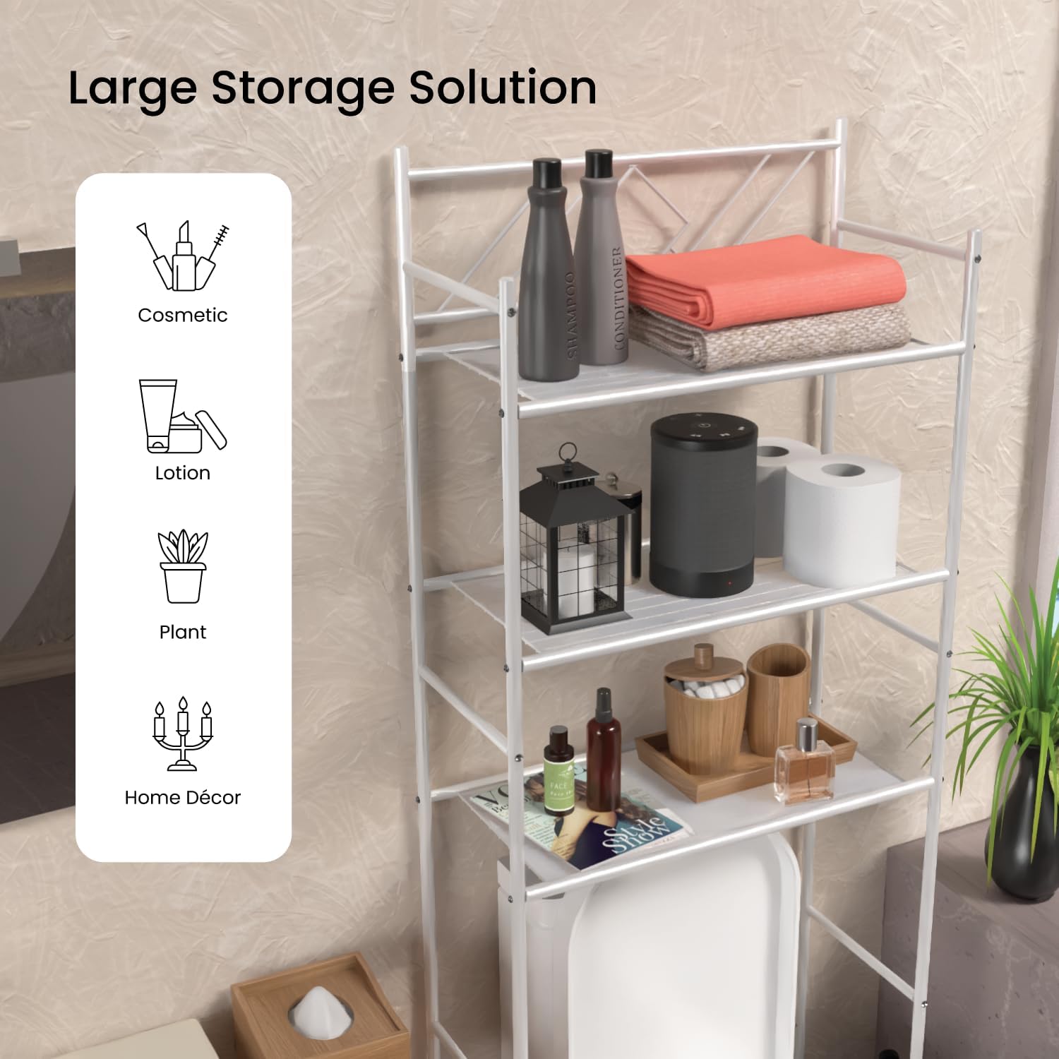 3 Tiers Over The Toilet Tall Storage Organizer