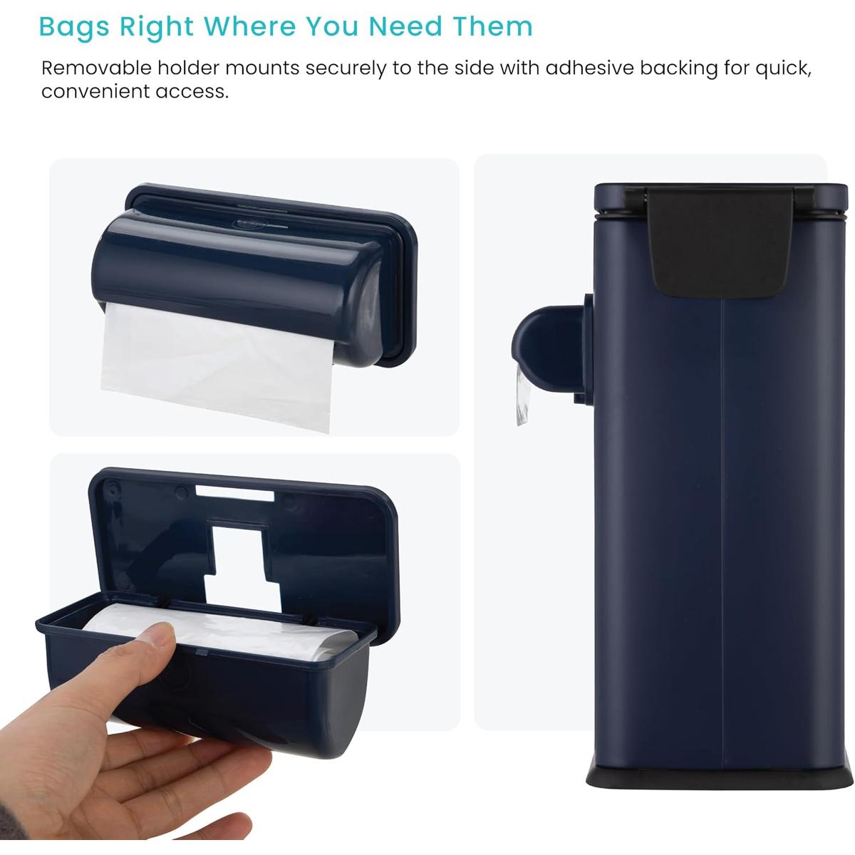 3 Gallon Slim Rectangular Dog Waste Trash Can with Bag Holder