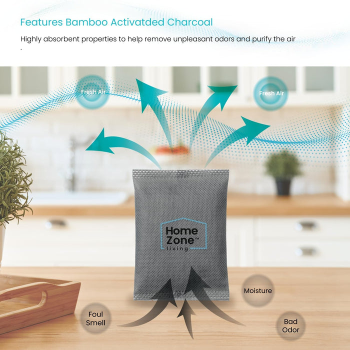 CleanAura Deodorizing Bamboo Activated Charcoal Filter Bag - Set of 4