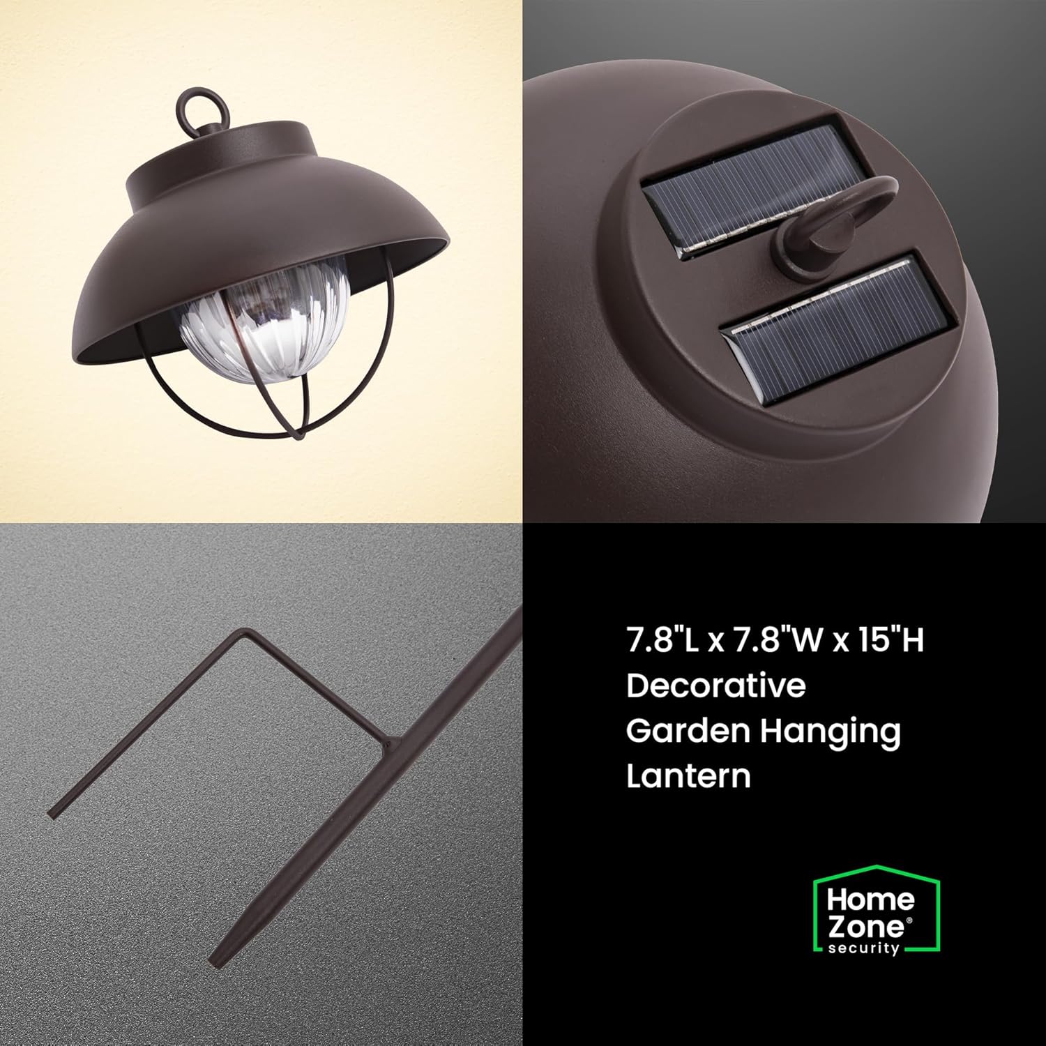 Farmhouse Style Solar Powered Metal Garden Hanging Lantern