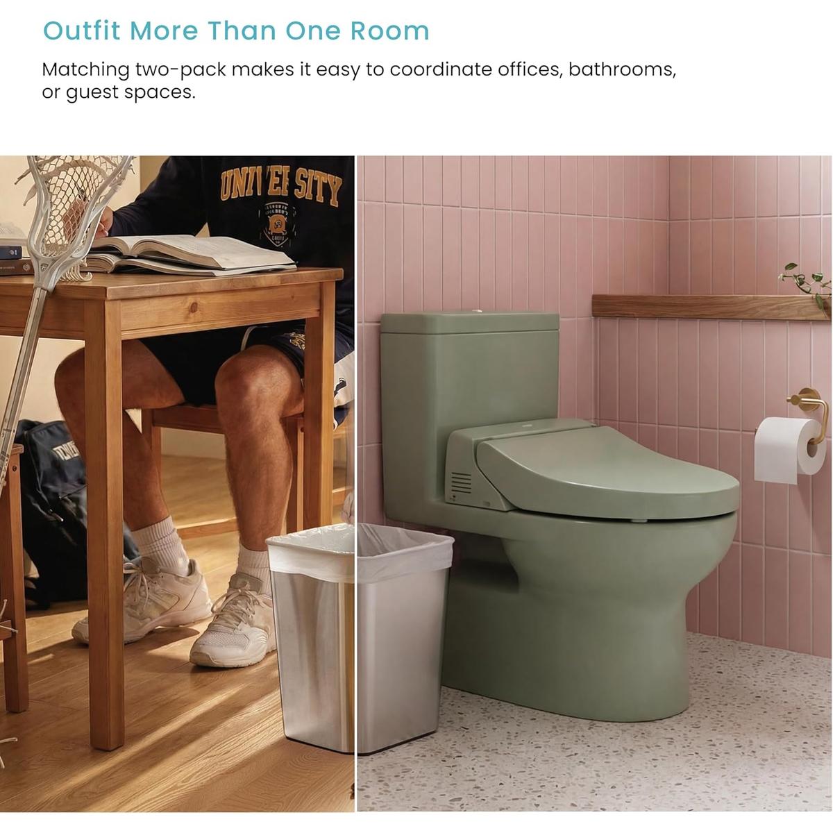 3 Gallon Stainless Steel Open Top Wastebasket - 2PK