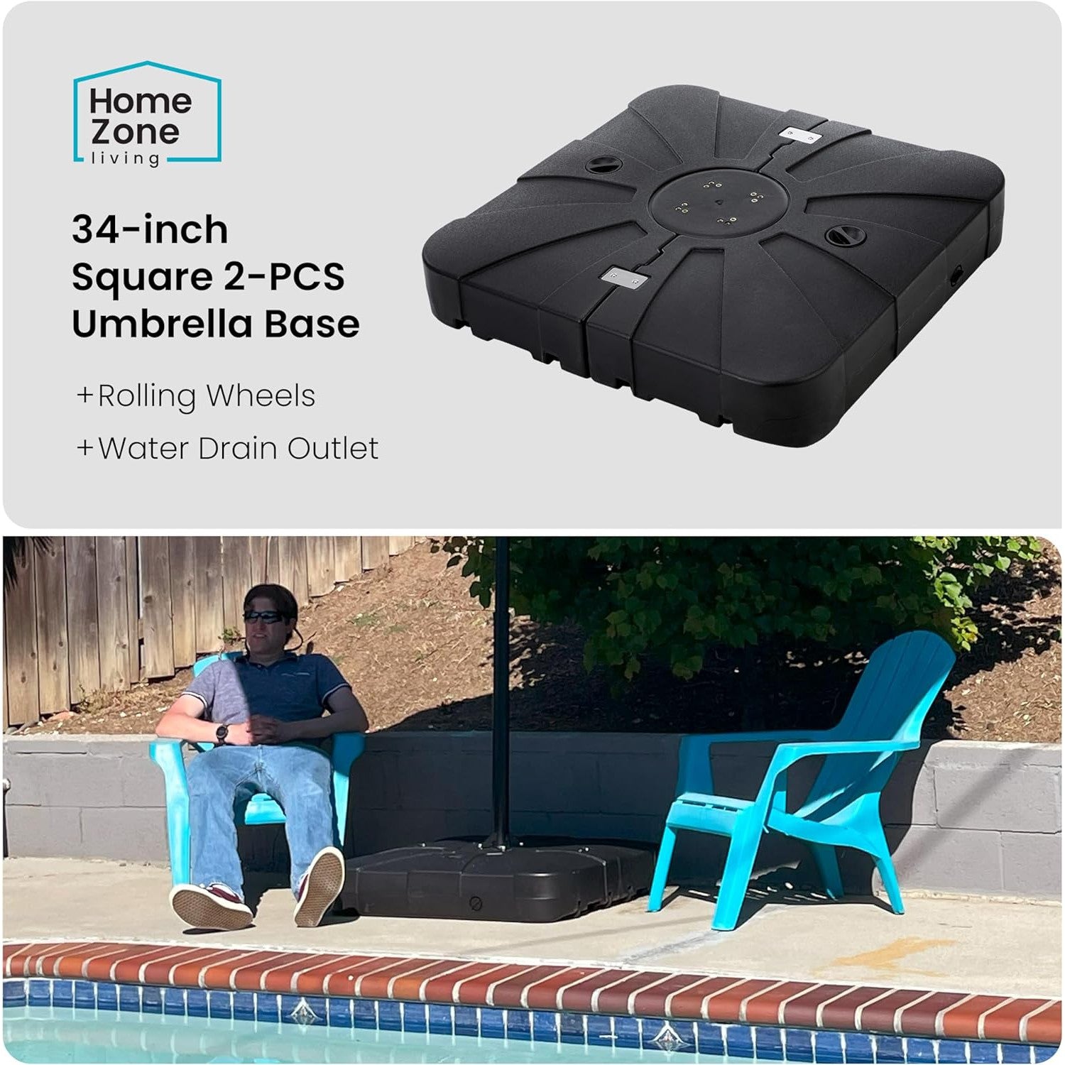 Home Zone Living 220 lb Offset Cantilever Umbrella Base Home Zone Living 220 lb Offset Cantilever Umbrella Base
