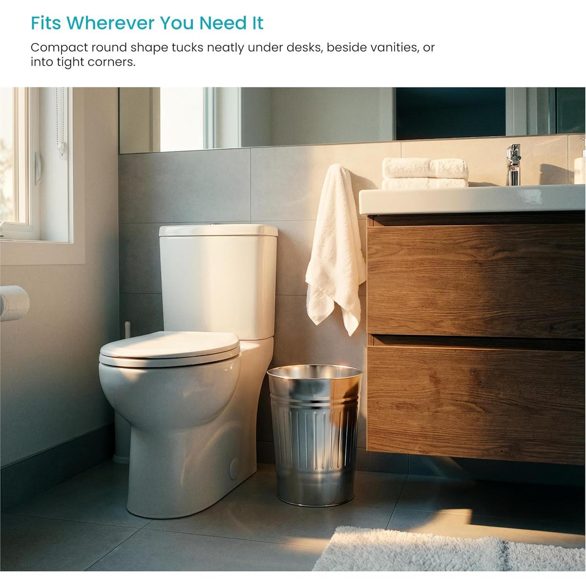 3 Gallon Stainless Steel Open Top Wastebasket - 2PK