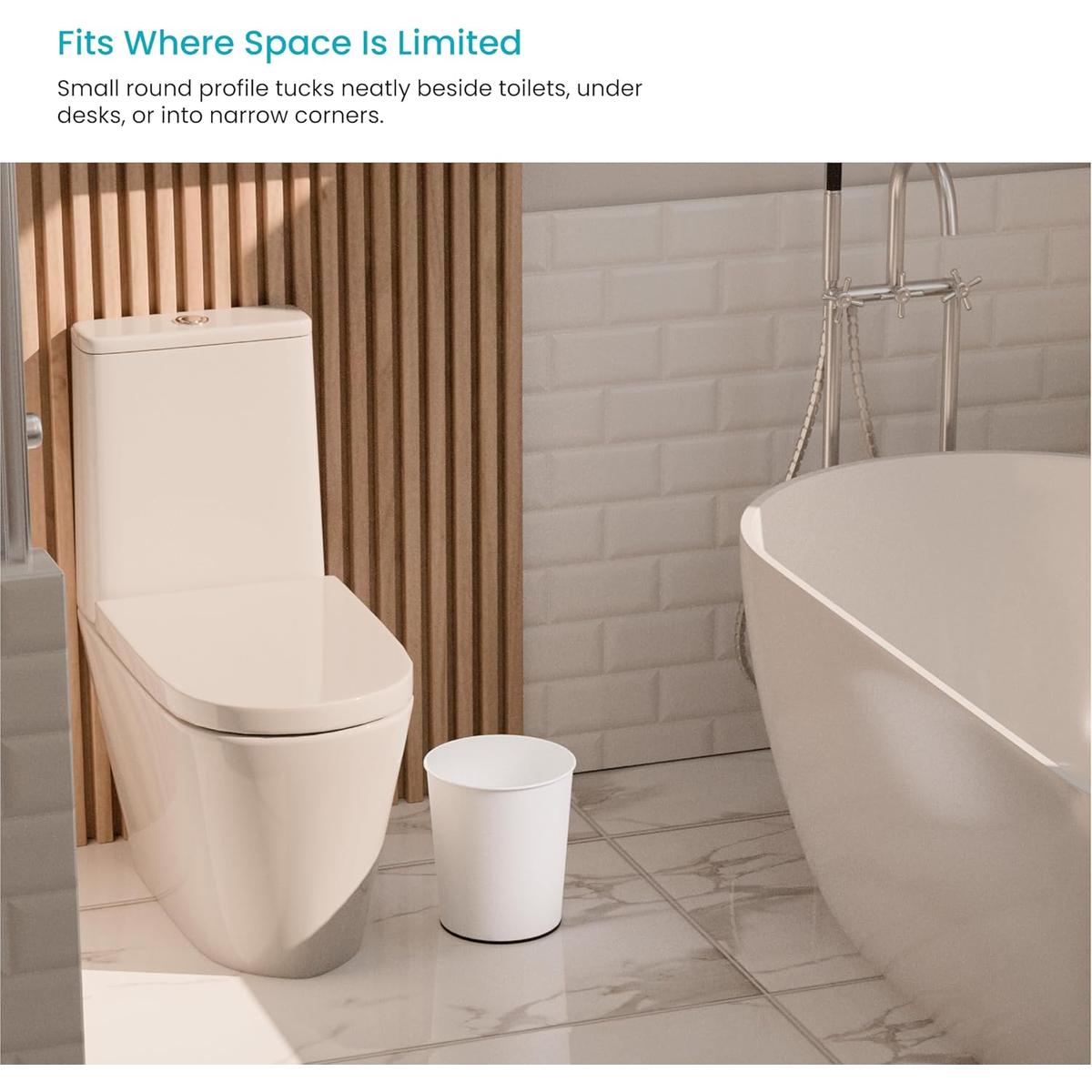 1.5 Gallon Round Open Top Stainless Steel Wastebasket - 2PK