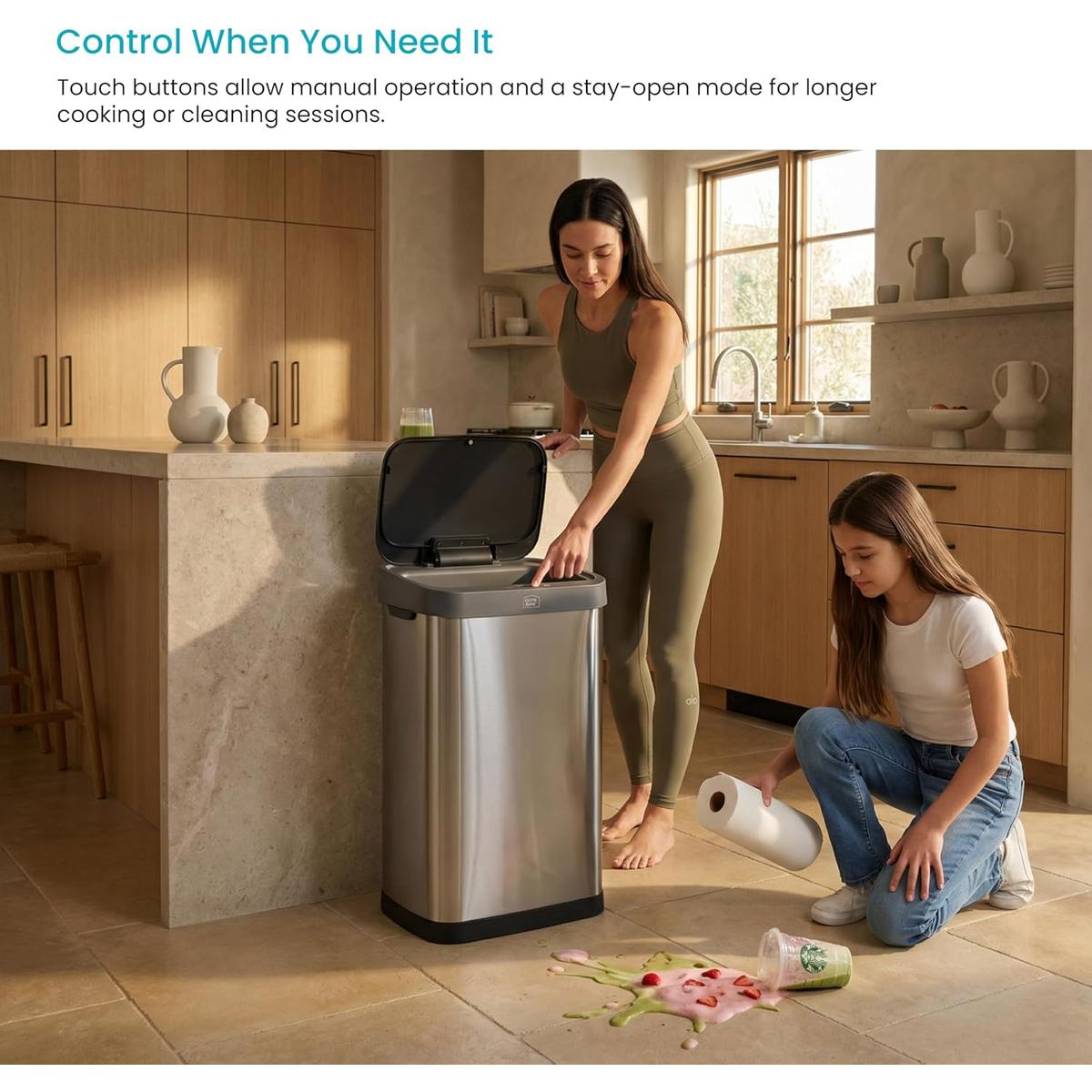 Motion Sensor Kitchen Trash Can with Touch Control Lid