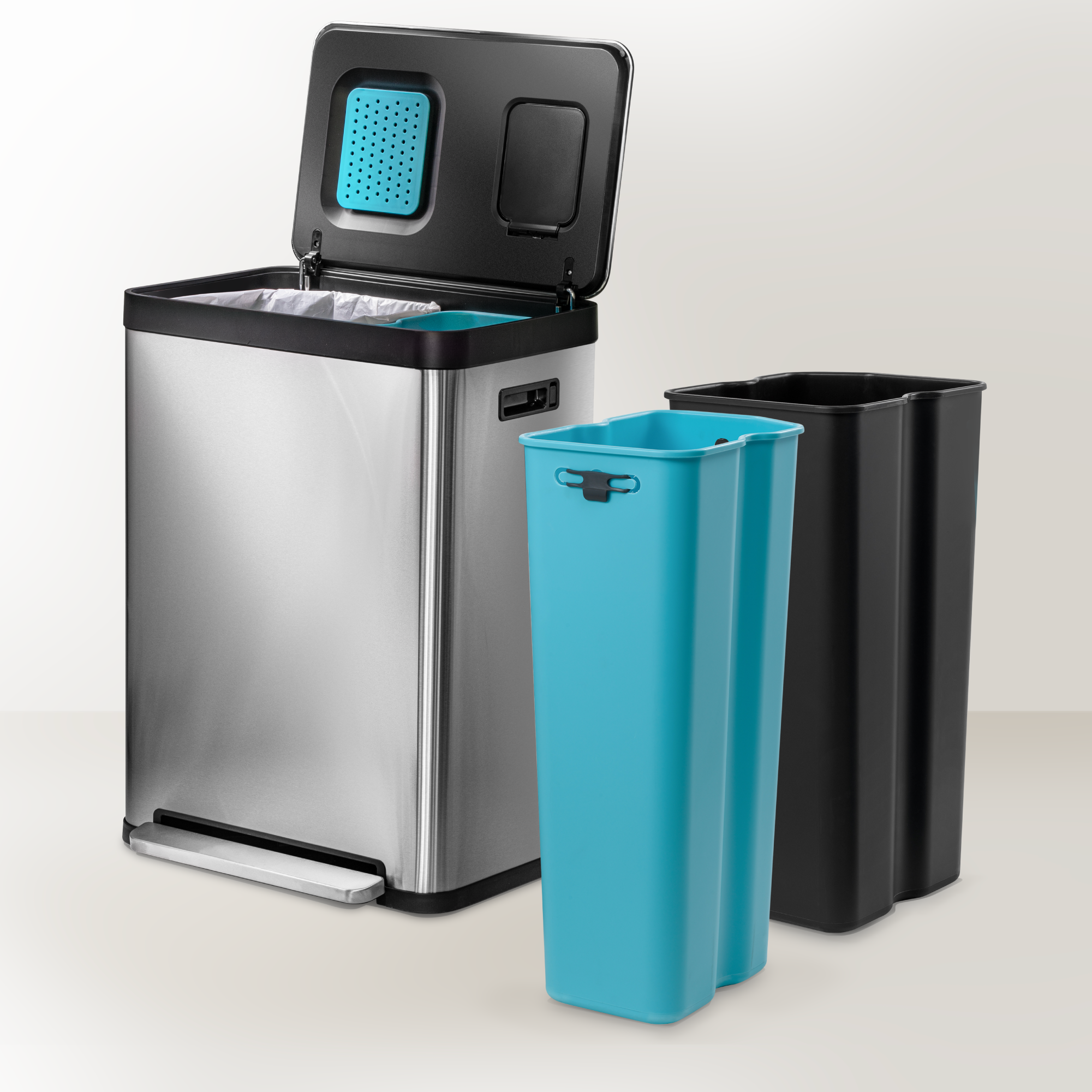 18.5 Gallon Dual Compartment Trash Can with CleanAura - 70 Liters Total