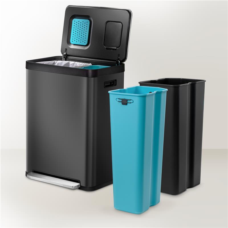 18.5 Gallon Dual Compartment Trash Can with CleanAura - 70 Liters Total