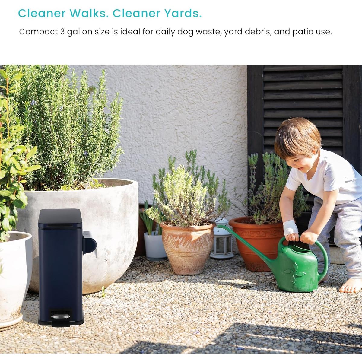 3 Gallon Slim Rectangular Dog Waste Trash Can with Bag Holder